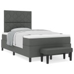 vidaXL Pat cu arcuri cu saltea Gri închis 120 x 190 cm țesătură vidaXL Pat cu arcuri cu saltea Gri închis 120 x 190 cm țesătură