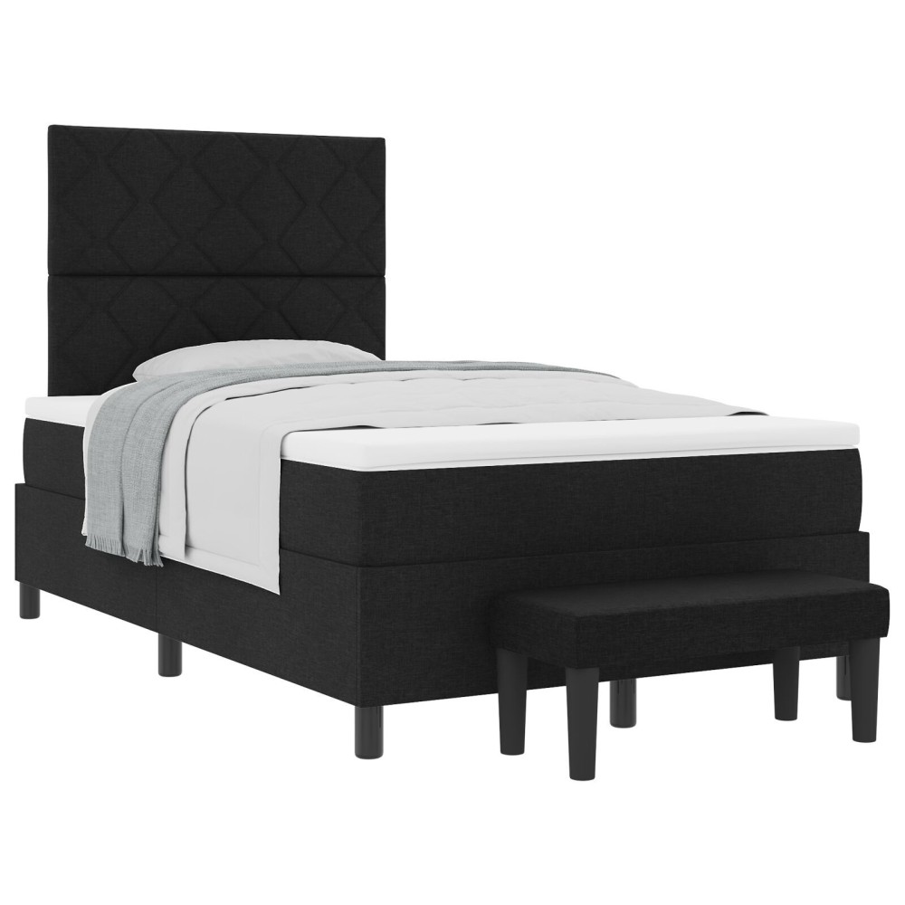 vidaXL Pat cu arcuri cu saltea Negru 120 x 190 cm țesătură