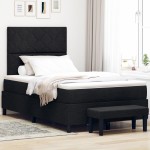 vidaXL Pat cu arcuri cu saltea Negru 120 x 190 cm țesătură vidaXL Pat cu arcuri cu saltea Negru 120 x 190 cm țesătură