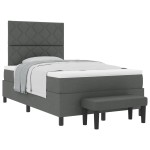 vidaXL Pat cu arcuri cu saltea Gri închis 120 x 200 cm țesătură vidaXL Pat cu arcuri cu saltea Gri închis 120 x 200 cm țesătură