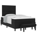 vidaXL Pat cu arcuri cu saltea Negru 120 x 200 cm țesătură vidaXL Pat cu arcuri cu saltea Negru 120 x 200 cm țesătură