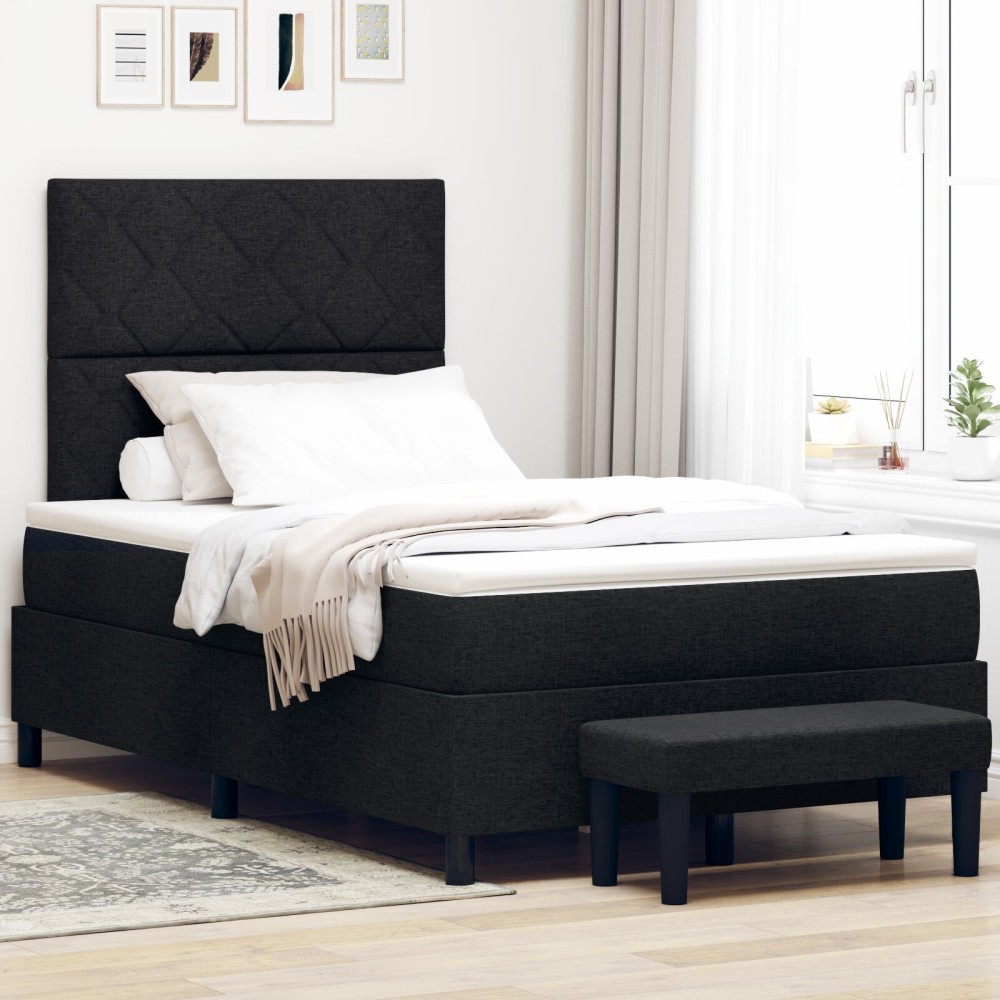 vidaXL Pat cu arcuri cu saltea Negru 120 x 200 cm țesătură