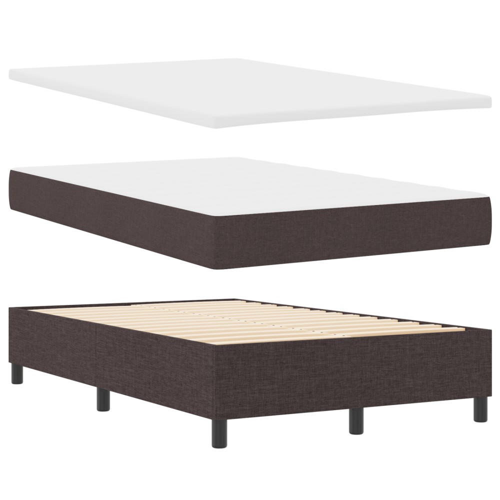 vidaXL Pat cu arcuri cu saltea Maro închis 120 x 200 cm țesătură