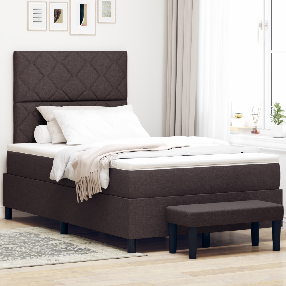 vidaXL Pat cu arcuri cu saltea Maro închis 120 x 200 cm țesătură