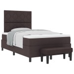 vidaXL Pat cu arcuri cu saltea Maro închis 120 x 200 cm țesătură vidaXL Pat cu arcuri cu saltea Maro închis 120 x 200 cm țesătură