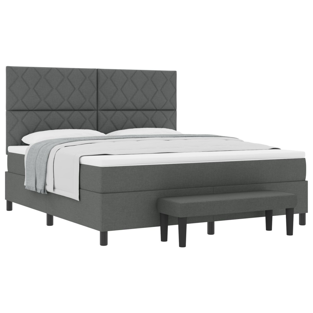 vidaXL Pat cu arcuri cu saltea Gri închis 180 x 200 cm țesătură