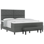 vidaXL Pat cu arcuri cu saltea Gri închis 180 x 200 cm țesătură vidaXL Pat cu arcuri cu saltea Gri închis 180 x 200 cm țesătură