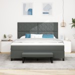 vidaXL Pat cu arcuri cu saltea Gri închis 180 x 200 cm țesătură vidaXL Pat cu arcuri cu saltea Gri închis 180 x 200 cm țesătură