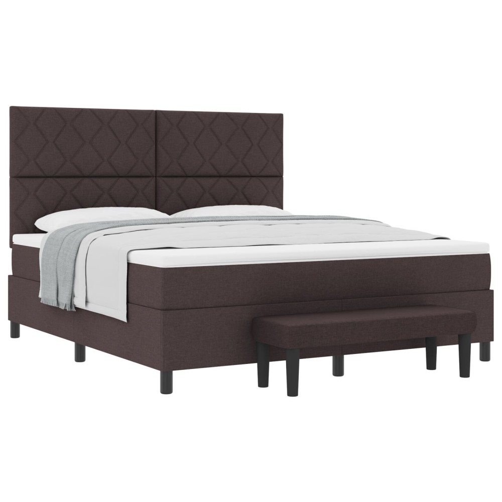 vidaXL Pat cu arcuri cu saltea Maro închis 180 x 200 cm țesătură