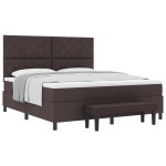 vidaXL Pat cu arcuri cu saltea Maro închis 180 x 200 cm țesătură vidaXL Pat cu arcuri cu saltea Maro închis 180 x 200 cm țesătură