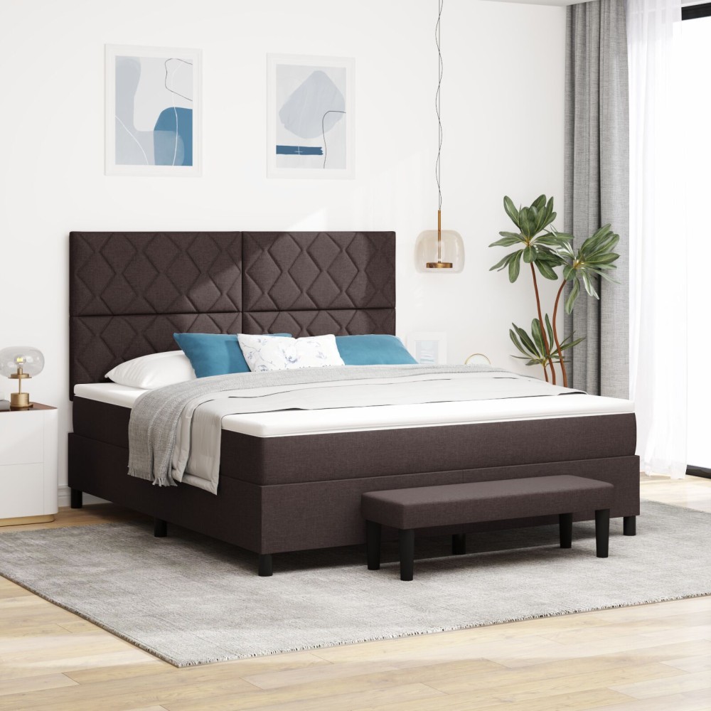 vidaXL Pat cu arcuri cu saltea Maro închis 180 x 200 cm țesătură