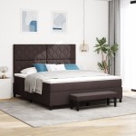 vidaXL Pat cu arcuri cu saltea Maro închis 180 x 200 cm țesătură vidaXL Pat cu arcuri cu saltea Maro închis 180 x 200 cm țesătură