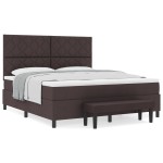 vidaXL Pat cu arcuri cu saltea Maro închis 180 x 200 cm țesătură vidaXL Pat cu arcuri cu saltea Maro închis 180 x 200 cm țesătură