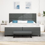 vidaXL Pat cu arcuri cu saltea Gri închis 200 x 200 cm țesătură vidaXL Pat cu arcuri cu saltea Gri închis 200 x 200 cm țesătură