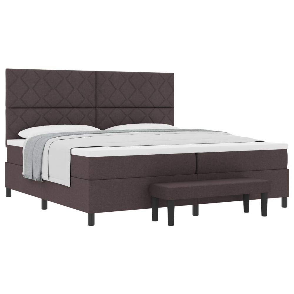 vidaXL Pat cu arcuri cu saltea Maro închis 200 x 200 cm țesătură