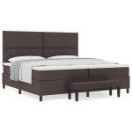 vidaXL Pat cu arcuri cu saltea Maro închis 200 x 200 cm țesătură vidaXL Pat cu arcuri cu saltea Maro închis 200 x 200 cm țesătură