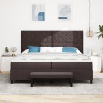 vidaXL Pat cu arcuri cu saltea Maro închis 200 x 200 cm țesătură vidaXL Pat cu arcuri cu saltea Maro închis 200 x 200 cm țesătură