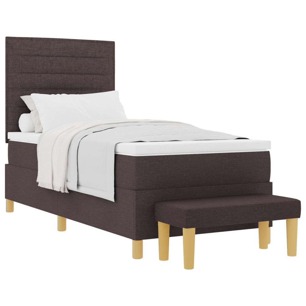 vidaXL Pat cu arcuri cu saltea Maro închis 80 x 200 cm țesătură