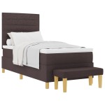 vidaXL Pat cu arcuri cu saltea Maro închis 80 x 200 cm țesătură vidaXL Pat cu arcuri cu saltea Maro închis 80 x 200 cm țesătură