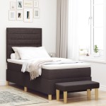 vidaXL Pat cu arcuri cu saltea Maro închis 90 x 200 cm țesătură vidaXL Pat cu arcuri cu saltea Maro închis 90 x 200 cm țesătură