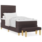 vidaXL Pat cu arcuri cu saltea Maro închis 90 x 200 cm țesătură vidaXL Pat cu arcuri cu saltea Maro închis 90 x 200 cm țesătură