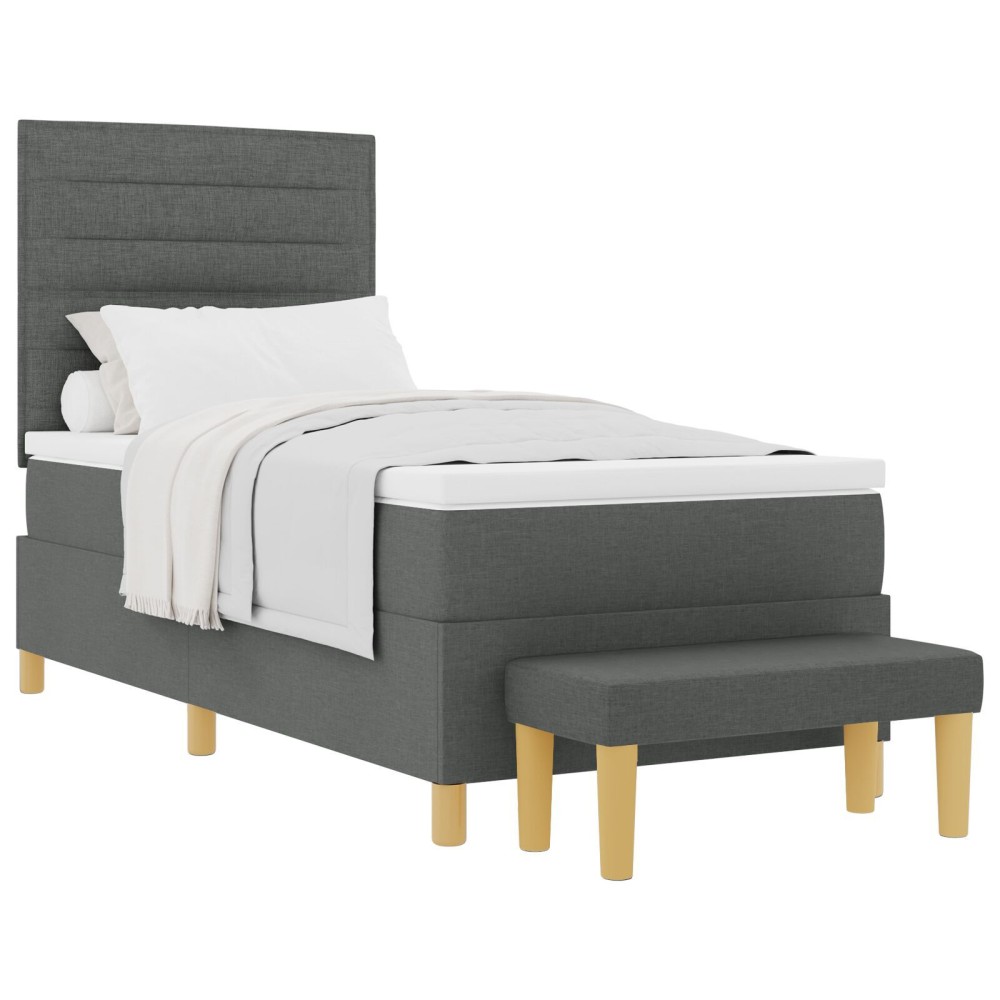 vidaXL Pat cu arcuri cu saltea Gri închis 100 x 200 cm țesătură