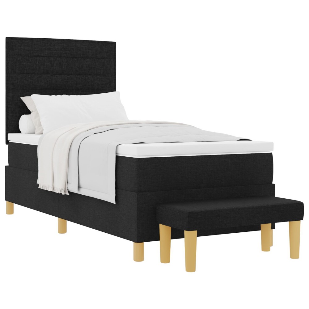 vidaXL Pat cu arcuri cu saltea Negru 100 x 200 cm țesătură