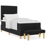 vidaXL Pat cu arcuri cu saltea Negru 100 x 200 cm țesătură vidaXL Pat cu arcuri cu saltea Negru 100 x 200 cm țesătură