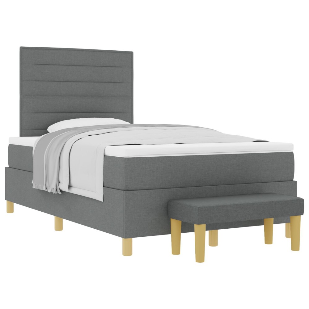 vidaXL Pat cu arcuri cu saltea Gri închis 120 x 190 cm țesătură