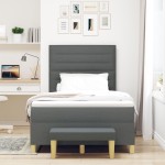 vidaXL Pat cu arcuri cu saltea Gri închis 120 x 190 cm țesătură vidaXL Pat cu arcuri cu saltea Gri închis 120 x 190 cm țesătură