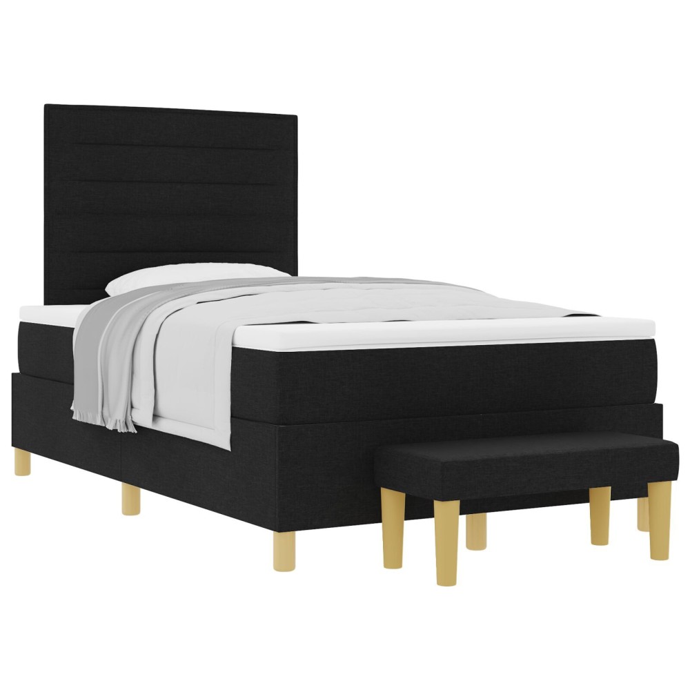 vidaXL Pat cu arcuri cu saltea Negru 120 x 200 cm țesătură