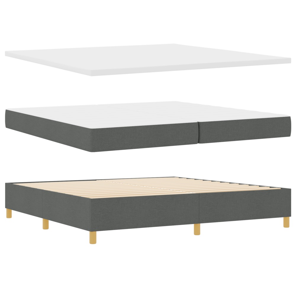 Pat Box Spring vidaXL cu Saltea și Bancă Gri Închis 200x200 cm Fabricat