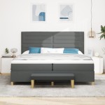 Pat Box Spring vidaXL cu Saltea și Bancă Gri Închis 200x200 cm Fabricat