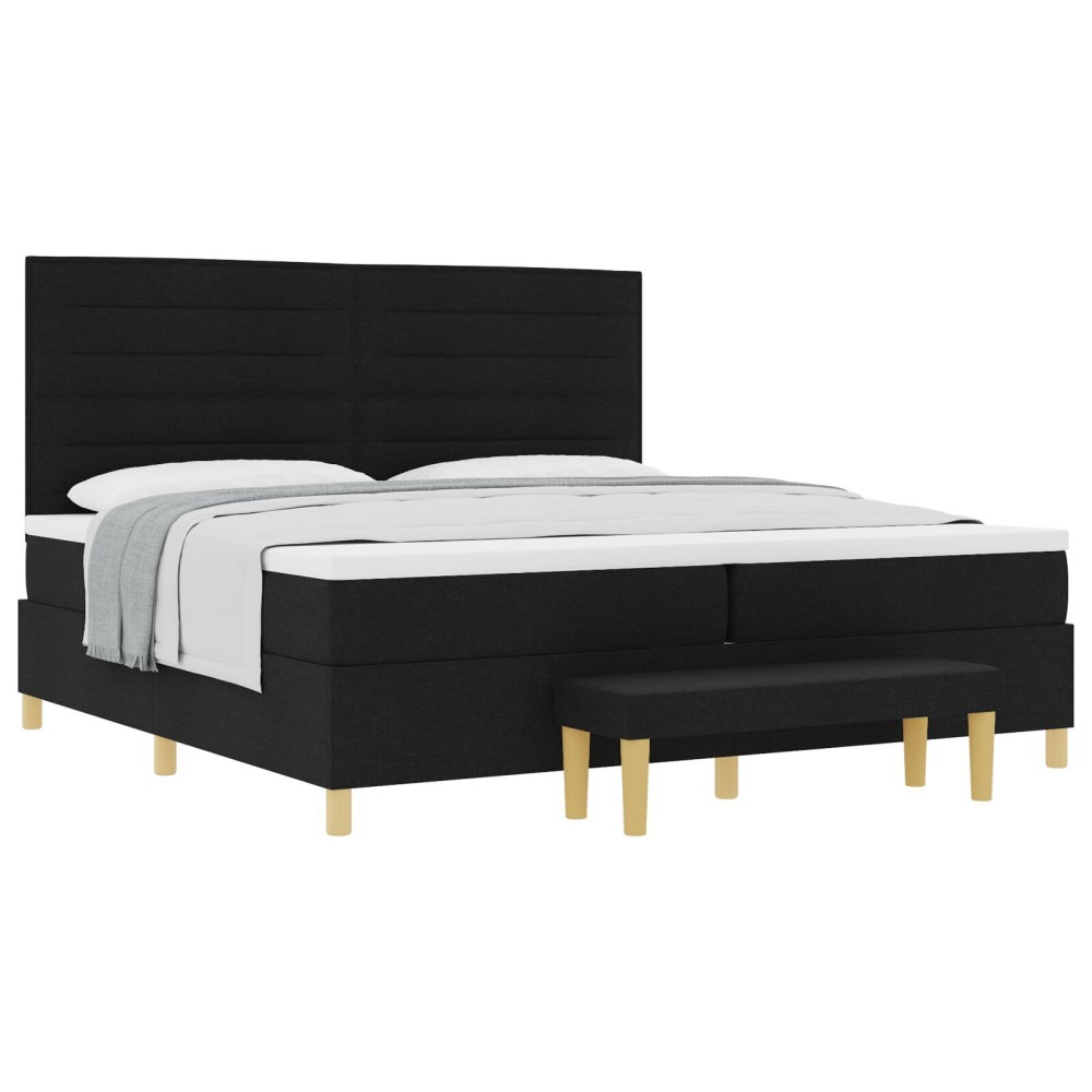 vidaXL Pat cu arcuri cu saltea Negru 200 x 200 cm țesătură