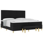 vidaXL Pat cu arcuri cu saltea Negru 200 x 200 cm țesătură vidaXL Pat cu arcuri cu saltea Negru 200 x 200 cm țesătură
