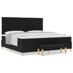 vidaXL Pat cu arcuri cu saltea Negru 200 x 200 cm țesătură vidaXL Pat cu arcuri cu saltea Negru 200 x 200 cm țesătură