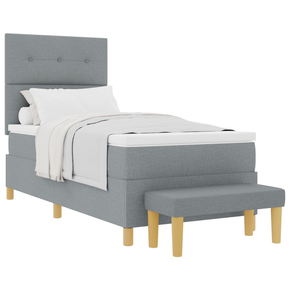 vidaXL Pat cu arcuri cu saltea Gri deschis 80 x 200 cm țesătură