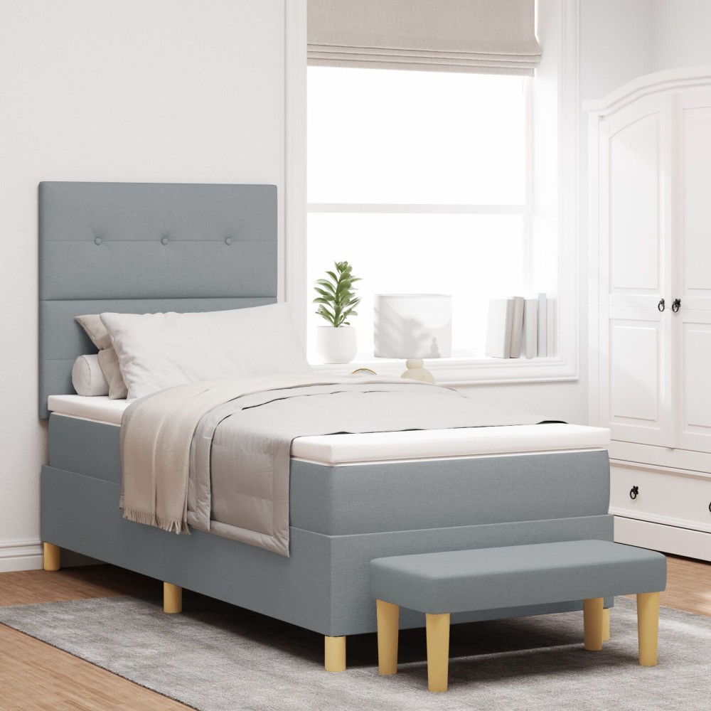 vidaXL Pat cu arcuri cu saltea Gri deschis 80 x 200 cm țesătură
