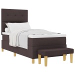 Pat Box Spring vidaXL cu Saltea și Bancă Culoare Maro închis 90x200 cm Țesătură Pat Box Spring vidaXL cu Saltea și Bancă Culoare Maro închis 90x200 cm Țesătură