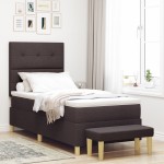 Pat Box Spring vidaXL cu Saltea și Bancă Culoare Maro închis 90x200 cm Țesătură Pat Box Spring vidaXL cu Saltea și Bancă Culoare Maro închis 90x200 cm Țesătură