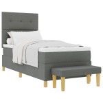 vidaXL Pat cu arcuri cu saltea Gri închis 100 x 200 cm țesătură vidaXL Pat cu arcuri cu saltea Gri închis 100 x 200 cm țesătură
