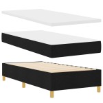 Pat box spring vidaXL cu saltea și bencă Negru 100x200 cm Țesătură Pat box spring vidaXL cu saltea și bencă Negru 100x200 cm Țesătură