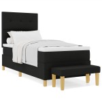 Pat box spring vidaXL cu saltea și bencă Negru 100x200 cm Țesătură Pat box spring vidaXL cu saltea și bencă Negru 100x200 cm Țesătură
