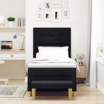 Pat box spring vidaXL cu saltea și bencă Negru 100x200 cm Țesătură Pat box spring vidaXL cu saltea și bencă Negru 100x200 cm Țesătură