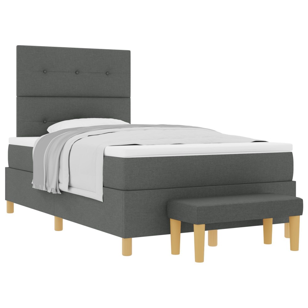 vidaXL Pat cu arcuri cu saltea Gri închis 120 x 190 cm țesătură