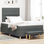 Pat cu saltea și bancă vidaXL Gri închis 120x200 cm Textil Pat cu saltea și bancă vidaXL Gri închis 120x200 cm Textil