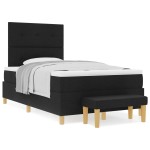 Pat Box Spring vidaXL cu saltea și băncuță Negru 120x200 cm Țesătură Pat Box Spring vidaXL cu saltea și băncuță Negru 120x200 cm Țesătură