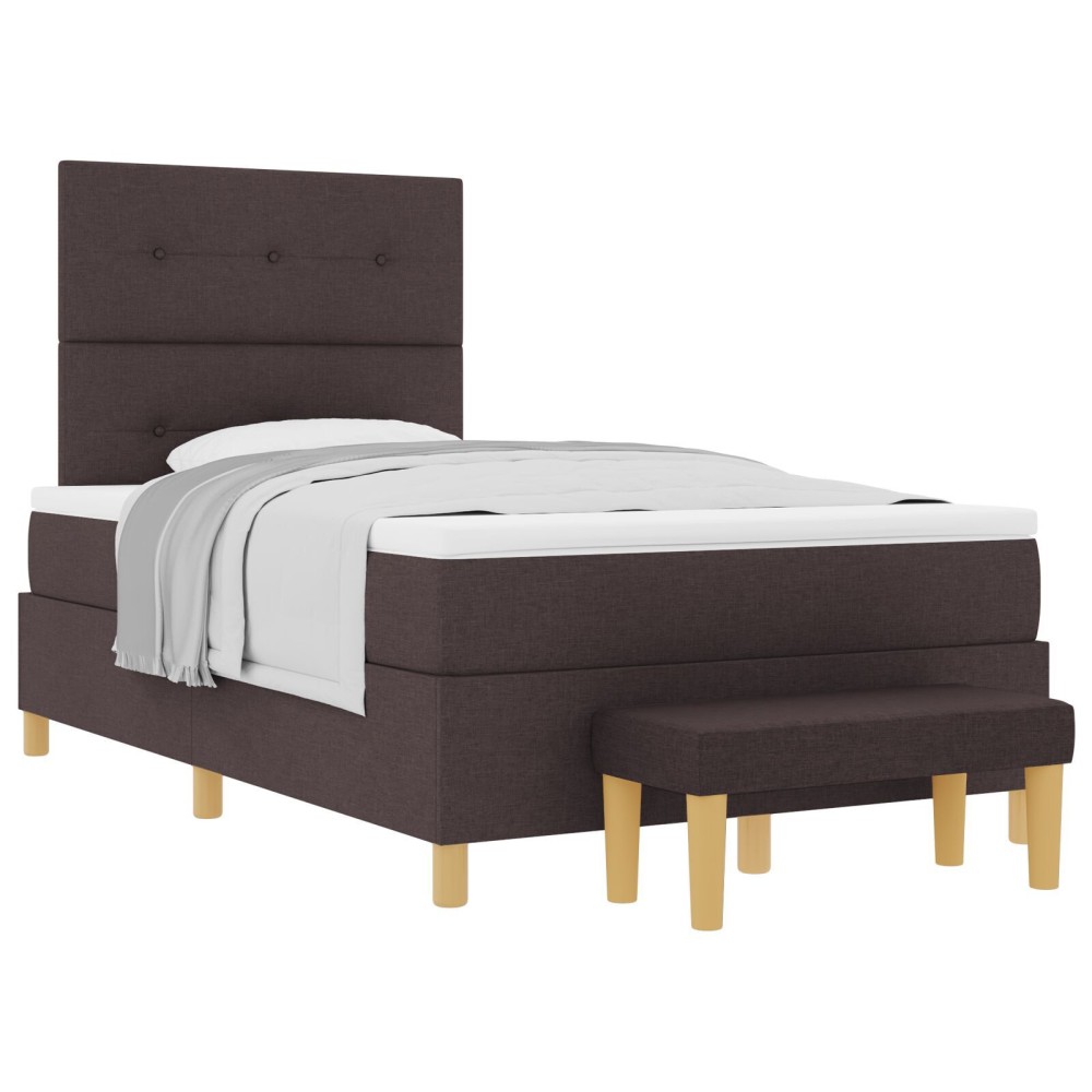 vidaXL Pat cu arcuri cu saltea Maro închis 120 x 200 cm țesătură