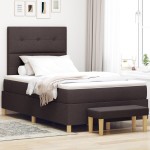vidaXL Pat cu arcuri cu saltea Maro închis 120 x 200 cm țesătură vidaXL Pat cu arcuri cu saltea Maro închis 120 x 200 cm țesătură