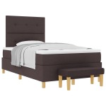 vidaXL Pat cu arcuri cu saltea Maro închis 120 x 200 cm țesătură vidaXL Pat cu arcuri cu saltea Maro închis 120 x 200 cm țesătură